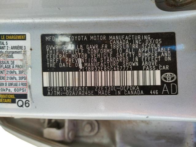 Photo 10 from auction – 2005 TOYOTA COROLLA CE with VIN 2T1BR32E85C467771