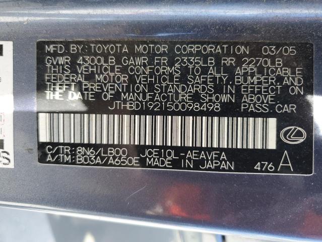 Photo 10 from auction – 2005 LEXUS IS 300 with VIN JTHBD192150098498