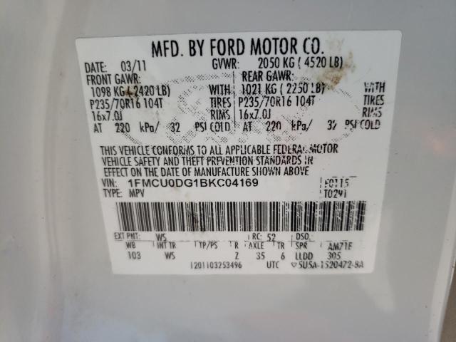 Photo 10 from auction – 2011 FORD ESCAPE XLT with VIN 1FMCU0DG1BKC04169