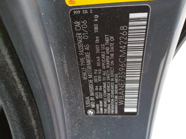 Photo 10 from auction – 2006 BMW 530 I with VIN WBANE73596CM42268