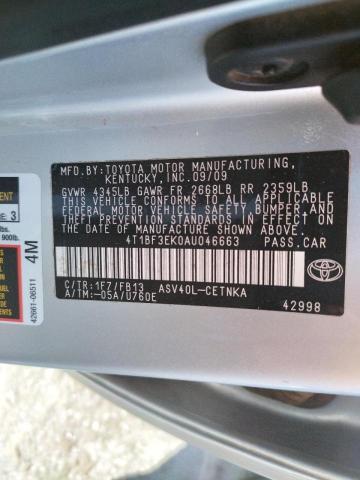 Photo 10 from auction – 2010 TOYOTA CAMRY BASE with VIN 4T1BF3EK0AU046663