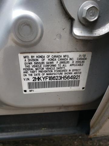 Photo 10 from auction – 2003 HONDA PILOT EXL with VIN 2HKYF18623H564921