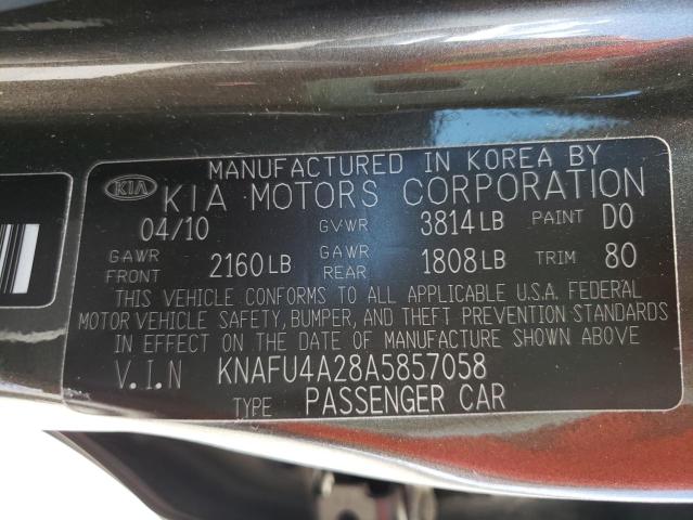 Photo 10 from auction – 2010 KIA FORTE EX with VIN KNAFU4A28A5857058