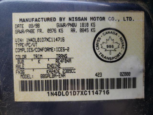 Photo 10 from auction – 1999 NISSAN ALTIMA XE with VIN 1N4DL01D7XC114716