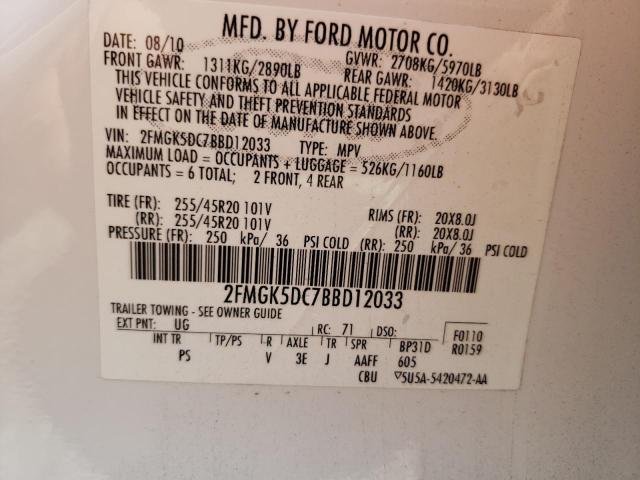 Photo 10 from auction – 2011 FORD FLEX LIMIT with VIN 2FMGK5DC7BBD12033