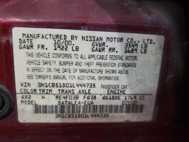 Photo 10 from auction – 2001 NISSAN SENTRA XE with VIN 3N1CB51D01L444735