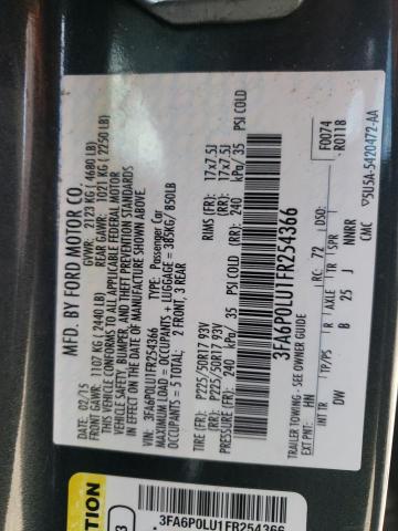 Photo 10 from auction – 2015 FORD FUSION SE with VIN 3FA6P0LU1FR254366