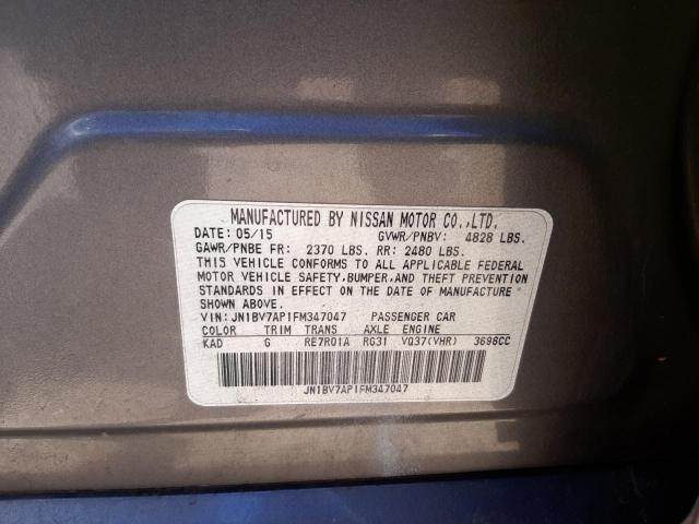 Photo 10 from auction – 2015 INFINITI Q50 BASE with VIN JN1BV7AP1FM347047