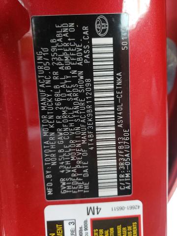 Photo 10 from auction – 2011 TOYOTA CAMRY BASE with VIN 4T4BF3EK9BR112098