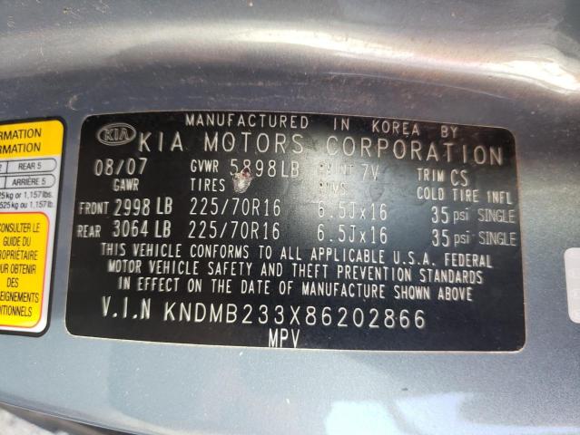 Photo 10 from auction – 2008 KIA SEDONA EX with VIN KNDMB233X86202866