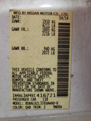 Photo 10 from auction – 2014 NISSAN ALTIMA 2.5 with VIN 1N4AL3AP4EC416721