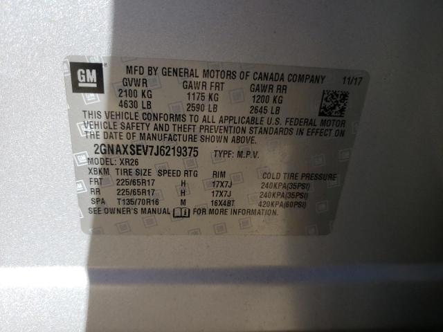 Photo 10 from auction – 2018 CHEVROLET EQUINOX LT with VIN 2GNAXSEV7J6219375