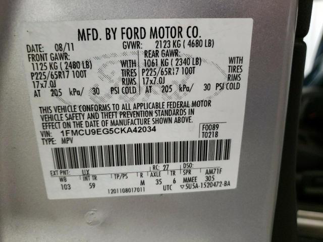 Photo 10 from auction – 2012 FORD ESCAPE LIM with VIN 1FMCU9EG5CKA42034