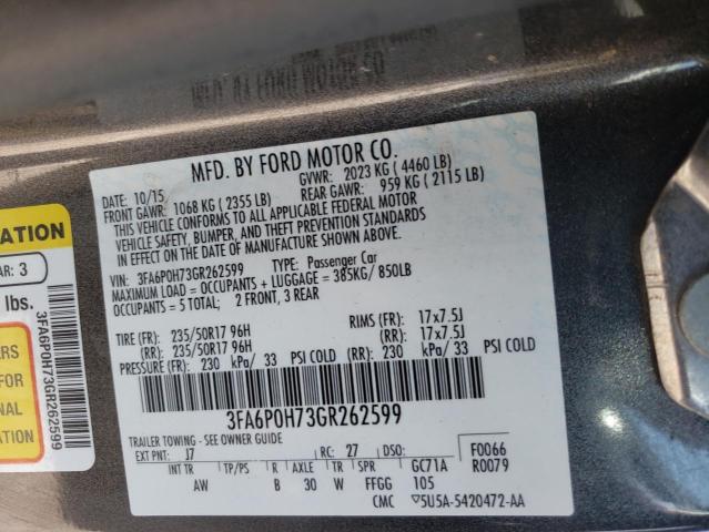Photo 10 from auction – 2016 FORD FUSION SE with VIN 3FA6P0H73GR262599