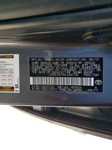 Photo 10 from auction – 2010 TOYOTA COROLLA BA with VIN JTDBU4EE8AJ066736