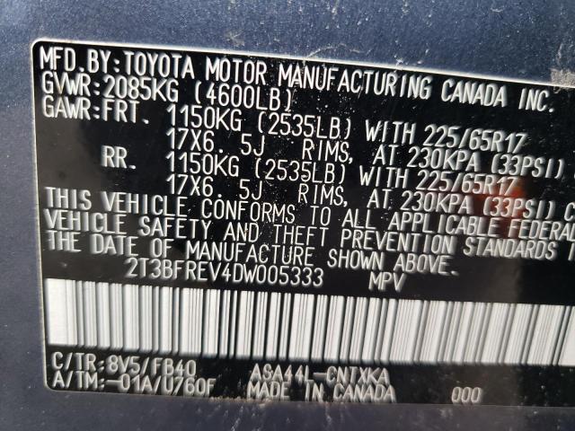 Photo 10 from auction – 2013 TOYOTA RAV4 LE with VIN 2T3BFREV4DW005333
