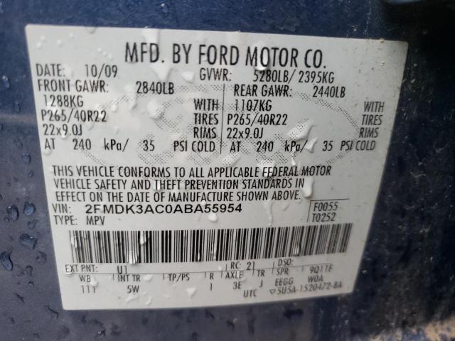 Photo 10 from auction – 2010 FORD EDGE SPORT with VIN 2FMDK3AC0ABA55954