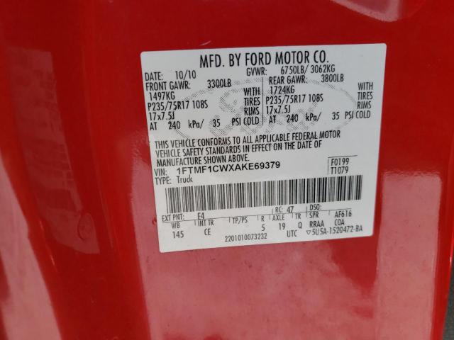 Photo 10 from auction – 2010 FORD F150 with VIN 1FTMF1CWXAKE69379