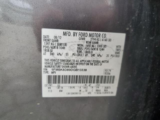 Photo 10 from auction – 2013 FORD EXPLORER X with VIN 1FM5K8D89DGB13338