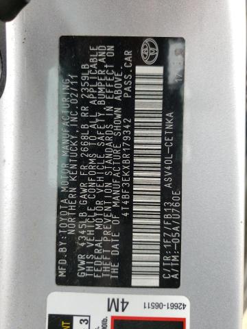 Photo 10 from auction – 2011 TOYOTA CAMRY BASE with VIN 4T4BF3EKXBR179342