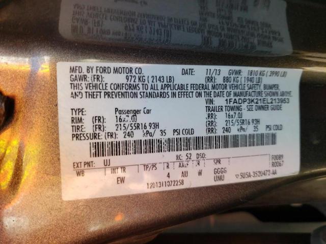 Photo 10 from auction – 2014 FORD FOCUS SE with VIN 1FADP3K21EL213953