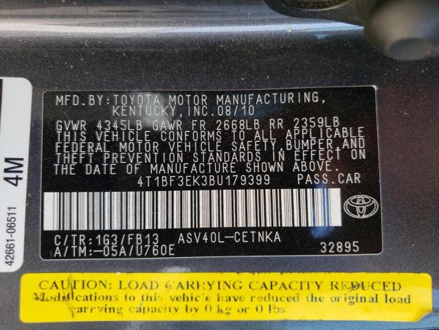 Foto 10 de la subasta – 2011 TOYOTA CAMRY BASE con VIN 4T1BF3EK3BU179399