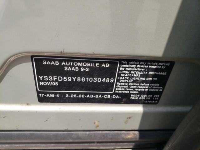 Photo 10 from auction – 2006 SAAB 9-3 with VIN YS3FD59Y861030489