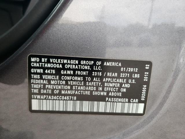 Photo 10 from auction – 2012 VOLKSWAGEN PASSAT S with VIN 1VWAP7A34CC045718