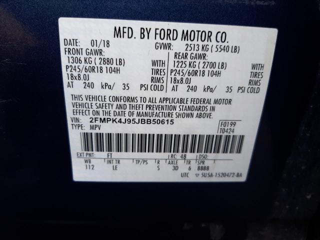 Photo 10 from auction – 2018 FORD EDGE SEL with VIN 2FMPK4J95JBB50615