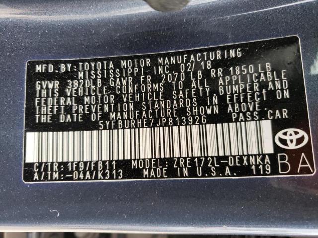 Photo 10 from auction – 2018 TOYOTA COROLLA L with VIN 5YFBURHE7JP813926