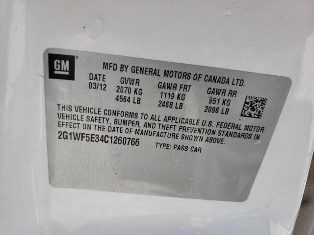 Photo 10 from auction – 2012 CHEVROLET IMPALA LS with VIN 2G1WF5E34C1260766