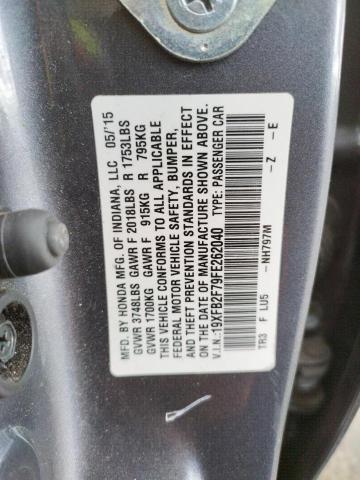 Photo 10 from auction – 2015 HONDA CIVIC SE with VIN 19XFB2F79FE262040