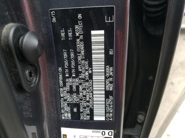 Photo 10 from auction – 2015 TOYOTA 4RUNNER SR with VIN JTEBU5JR4F5267043