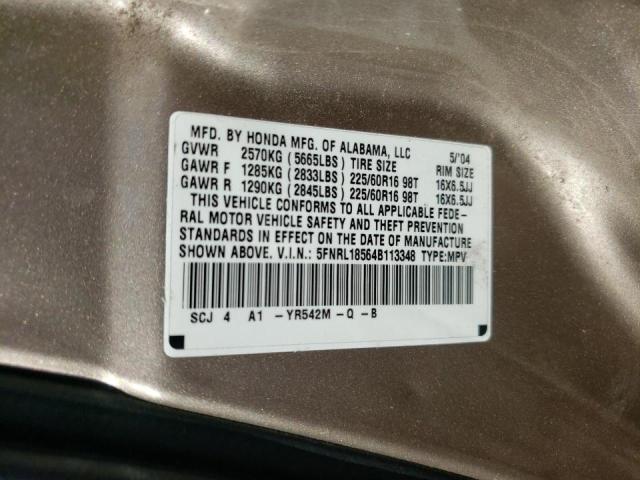 Photo 10 from auction – 2004 HONDA ODYSSEY LX with VIN 5FNRL18564B113348