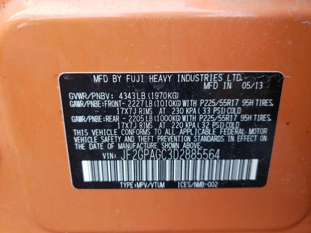 Photo 10 from auction – 2013 SUBARU XV CROSSTR with VIN JF2GPAGC3D2885564