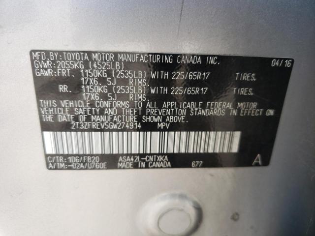Photo 10 from auction – 2016 TOYOTA RAV4 LE with VIN 2T3ZFREV5GW274914