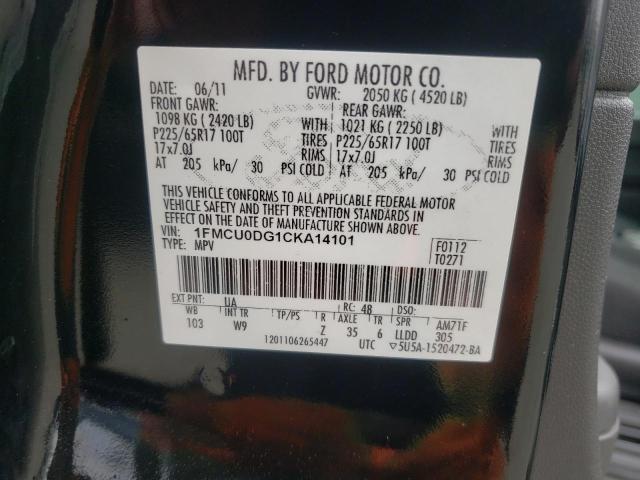 Photo 10 from auction – 2012 FORD ESCAPE XLT with VIN 1FMCU0DG1CKA14101
