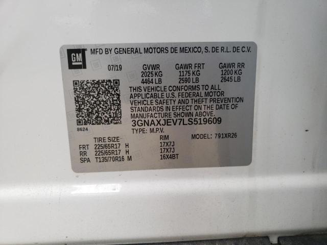 Photo 10 from auction – 2020 CHEVROLET EQUINOX LT with VIN 3GNAXJEV7LS519609