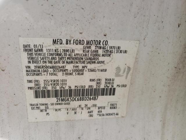 Photo 10 from auction – 2011 FORD FLEX LIMIT with VIN 2FMGK5DC6BBD26487