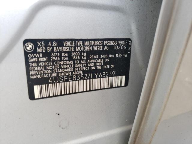 Photo 10 from auction – 2007 BMW X5 with VIN 4USFE83527LY63239