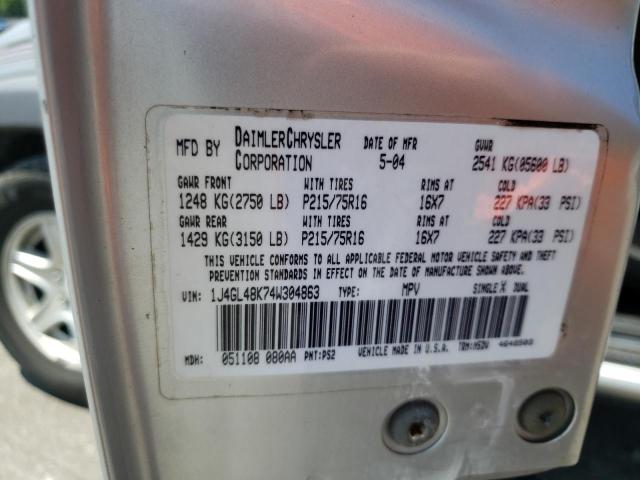 Photo 10 from auction – 2004 JEEP LIBERTY SP with VIN 1J4GL48K74W304863