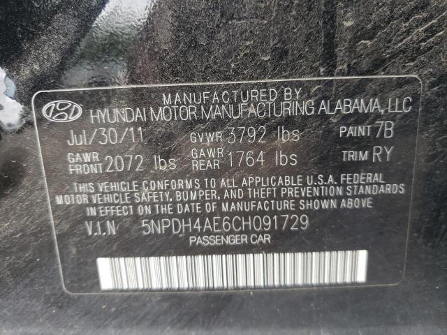 Photo 10 from auction – 2012 HYUNDAI ELANTRA GL with VIN 5NPDH4AE6CH091729