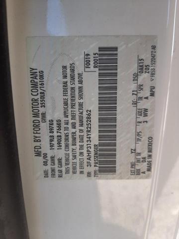 Photo 10 from auction – 2000 FORD FOCUS ZX3 with VIN 3FAHP3134YR252862