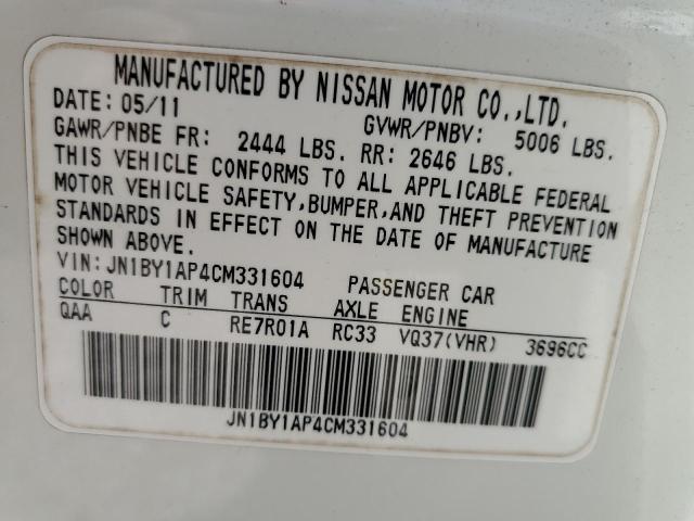 Photo 10 from auction – 2012 INFINITI M37 with VIN JN1BY1AP4CM331604