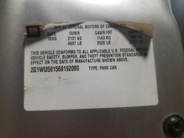 Photo 10 from auction – 2006 CHEVROLET IMPALA LTZ with VIN 2G1WU581569192080