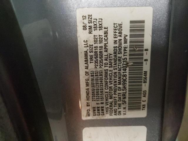 Photo 10 from auction – 2012 HONDA ODYSSEY TO with VIN 5FNRL5H99CB140715
