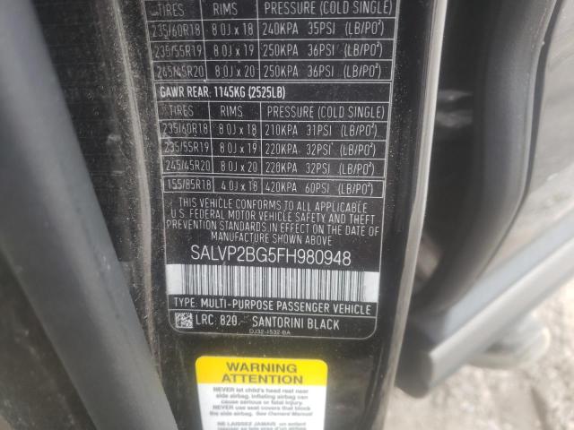 Photo 10 from auction – 2015 LAND ROVER RANGE ROVE with VIN SALVP2BG5FH980948