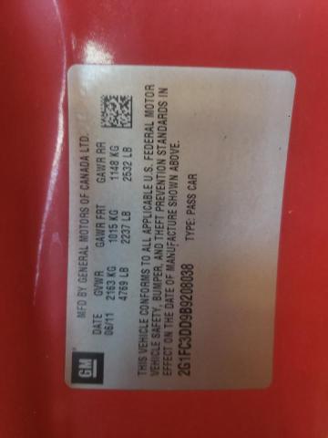 Photo 10 from auction – 2011 CHEVROLET CAMARO LT with VIN 2G1FC3DD9B9208038