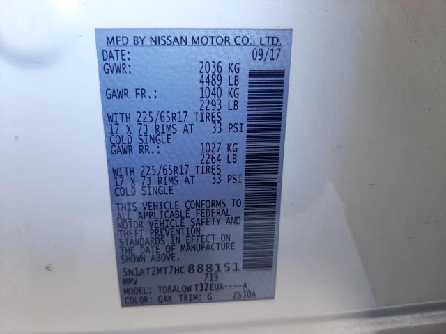 Photo 10 from auction – 2017 NISSAN ROGUE S with VIN 5N1AT2MT7HC888151