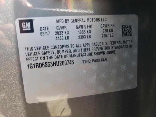 Photo 10 from auction – 2017 CHEVROLET VOLT PREMI with VIN 1G1RD6S53HU200746